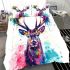 Beautiful deer portrait watercolor splatter bedding set