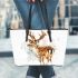 Beautiful deer watercolor splashes of paint leather totee bag