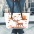 Beautiful deer with autumn leaves leather totee bag