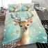 Beautiful deer with white flowers on its antlers bedding set