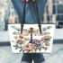 Beautiful dragonfly sitting on top of flowers leather Chic Stylish Tote Bag & Women Totes: Perfect Gift for Girlfriend | Crossbody, Purse, Handbag