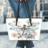 Beautiful dragonfly with large wings leather tote bag