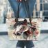 Beautiful elegant horse with indian feather headdress leather tote bag