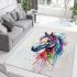 Beautiful watercolor colorful horse area rugs carpet