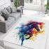 Beautiful watercolor colorful horse area rugs carpet