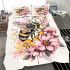 Bee on honeycomb with flowers around bedding set