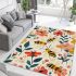 Bees and blooming flowers area rugs carpet