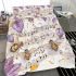 Bees flying to musical notes and purple leafs in the summer bedding set