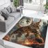 Bengal cat in mythical beast battles area rugs carpet