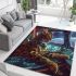 Bengal cat in retro sci fi adventures area rugs carpet