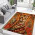 Bengal cat with cultural symbols area rugs carpet