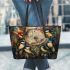 Birds with dream catcher leather tote bag