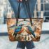 Birds with dream catcher leather tote bag