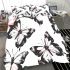 Black and white butterfly pattern with pink accents bedding set