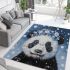 Black and white cute panda with blue eyes area rugs carpet