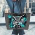 Black and white owl leather tote bag