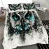 Black and white owl with turquoise highlights bedding set