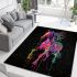 Black background with a colorful horse area rugs carpet