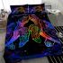 Black light poster of two rainbow sea turtles kissing bedding set