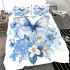 Blue butterfly and blue flowers bedding set