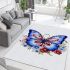 Blue butterfly on floral vase area rugs carpet