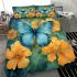 Blue butterfly on sunflower in field of flowers bedding set