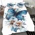 Blue butterfly with white flowers around bedding set