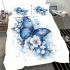 Blue butterfly with white flowers around bedding set