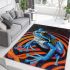 Blue frog with rainbow stripes area rugs carpet