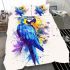 Blue macaw in the style of abstract watercolor bedding set