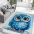 Blue owl cartoon style cute baby blue colors area rugs carpet