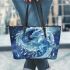 Blue whit dragon anime with dream catcher leather tote bag