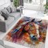 Brown horse with an indian feather headdress area rugs carpet