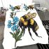 Bumblebee holding a blue forgetmenot flower bedding set