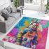 Bunny in astronaut suit in the style of graffiti area rugs carpet