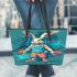 Bunny in sportswear lifting weights leather tote bag