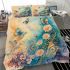 Butterflies daisies and peacock feathers bedding set