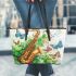 butterflies fly to the saxophone and musical notes Leather Tote Bag