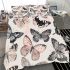 Butterflies pattern pastel pink blush beige grey charcoal bedding set