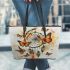 Butterflies with dream catcher leather tote bag