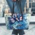 Butterfly and dream catchers leather tote bag