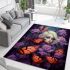 Butterfly enchantment woman in garden of roses area rugs carpet