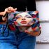 Captivating Portrait with Geometric Background Makeup Bag