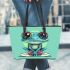 Cartoon frog character wearing sneakers leaather tote bag