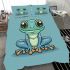 Cartoon frog character wearing sneakers bedding set