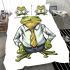 Cartoon frog wearing a white shirt and tie bedding set