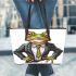 Cartoon frog wearing a white shirt and tie leaather tote bag