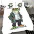 Cartoon frog wearing a white shirt and tie bedding set