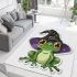 Cartoon frog wearing witch hat area rugs carpet