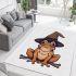 Cartoon frog wearing witch hat area rugs carpet